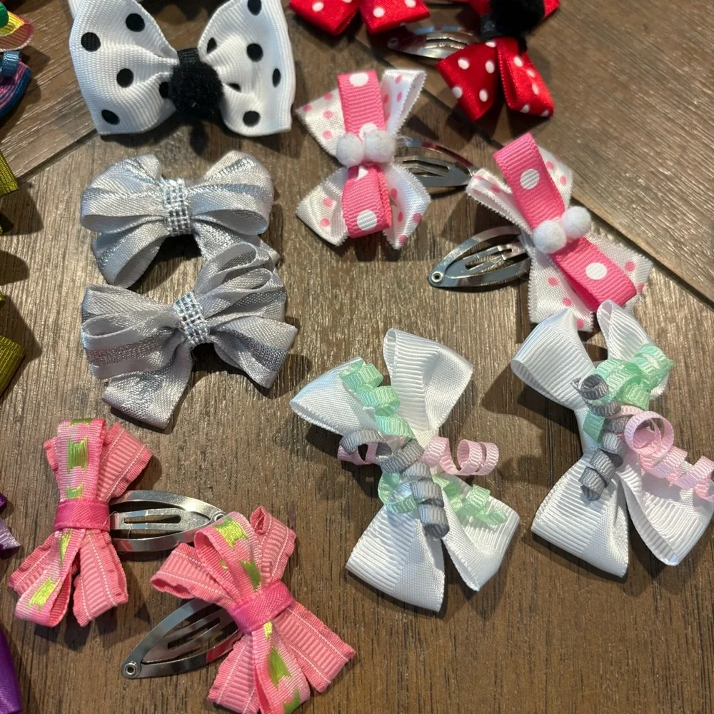 Handmade Colorful Bow Hair Clips Set for Girls